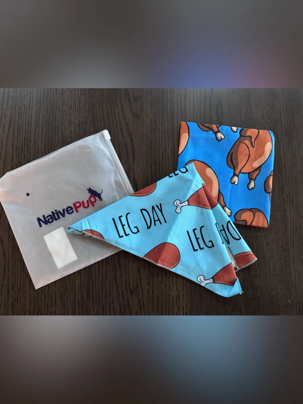 NWT NativePup 'Leg Day' and Turkey Blue Bandana Puppy Dog Scarf - Large
